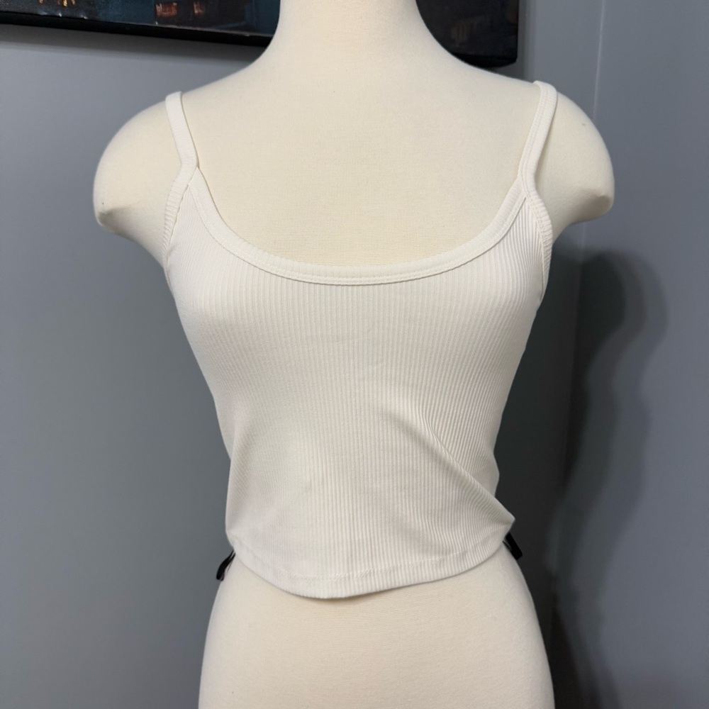 Forever 21 White Ribbed Knit Cami Tank Top